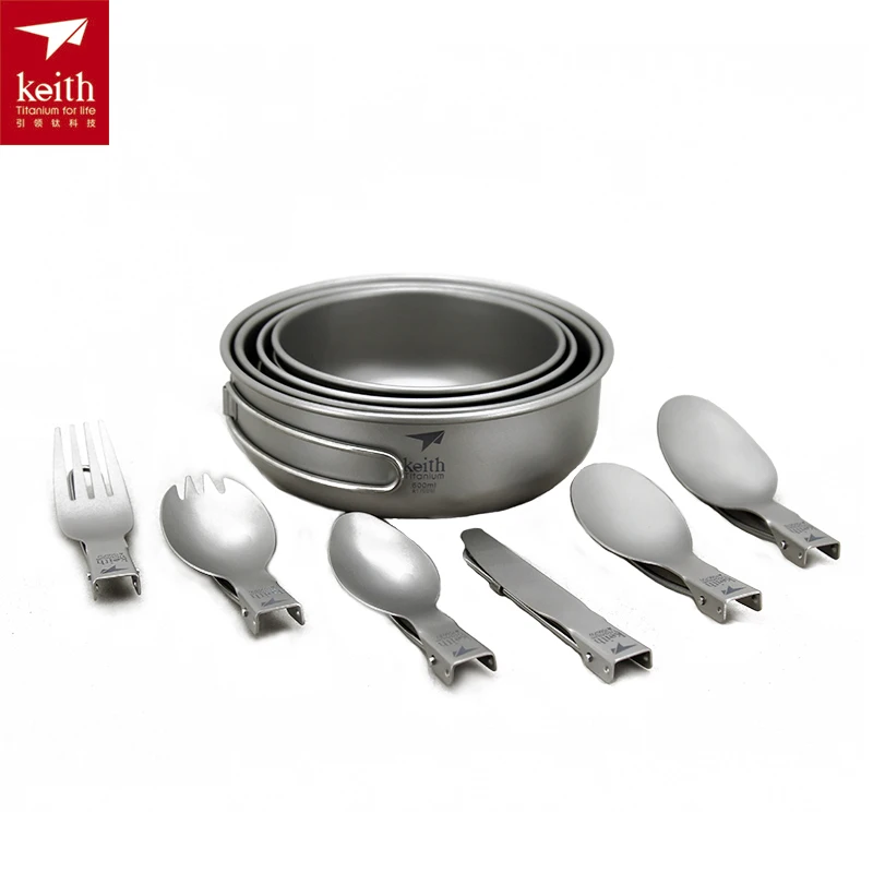 Keith un conjunto de Titanium plate camping al aire libre Vajilla ti5371/ti5377