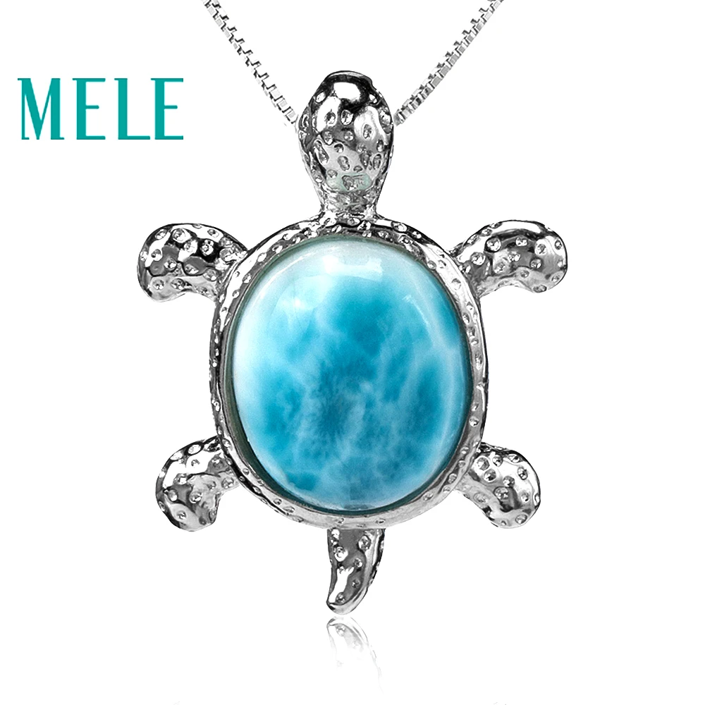 

Tortoise shape natural deep blue larimar pendant with silver 925,classic style jewelry for women and girls Suitable for party