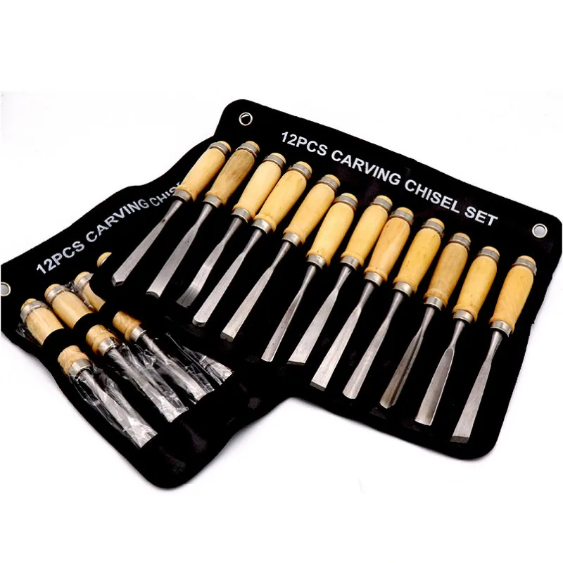 12 pc set. Wood Chisels set Wooden Handles
