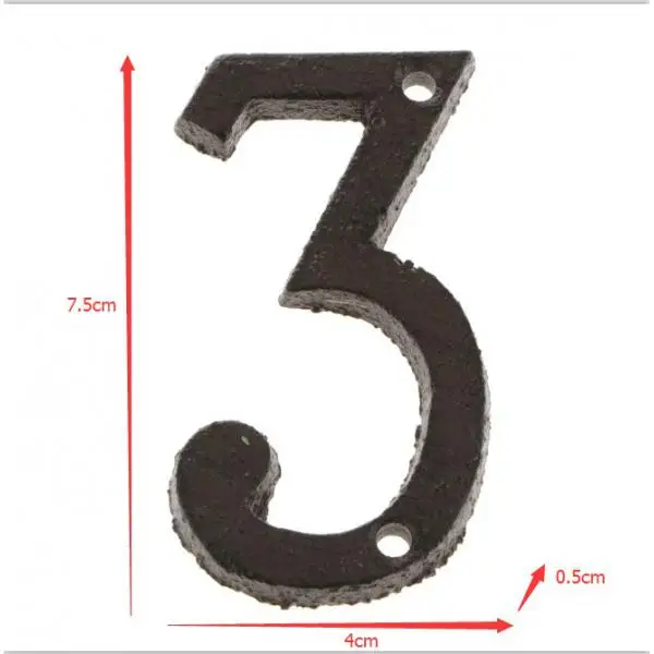 2pcs Cast Iron Metal Door Number Sign Plaque House Garden Name Address Sign Sticker Plate DIY Crafts Decor, Number 1 & 3