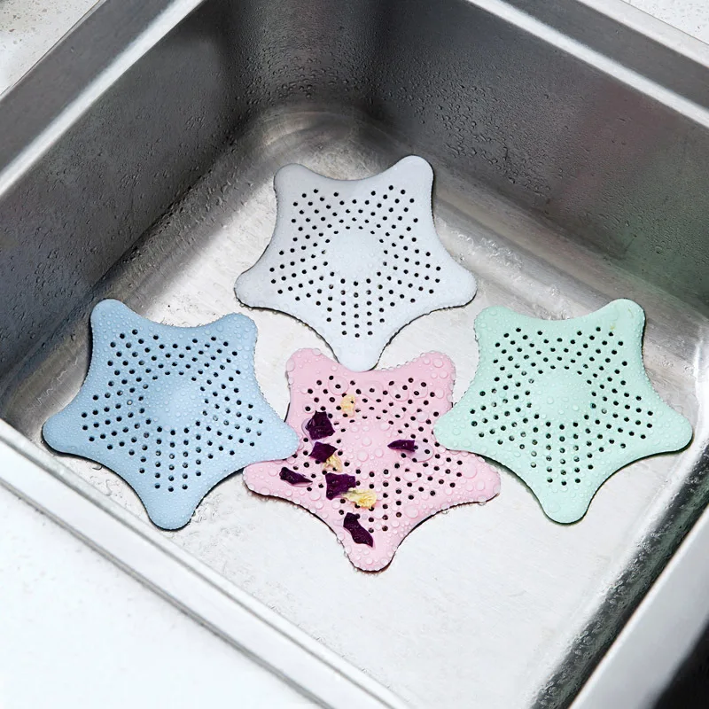 

New kitchen silicone five-pointed star sink filter bathroom sucker floor drains shower hair sewer filter colanders strainer