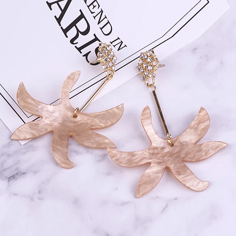 YUQINQIN Trendy Drop Earrings for Women 2018 Jewelry Long Resin Flower Earings Fashion Elegant Acrylic Dangling Wedding Earring (3)