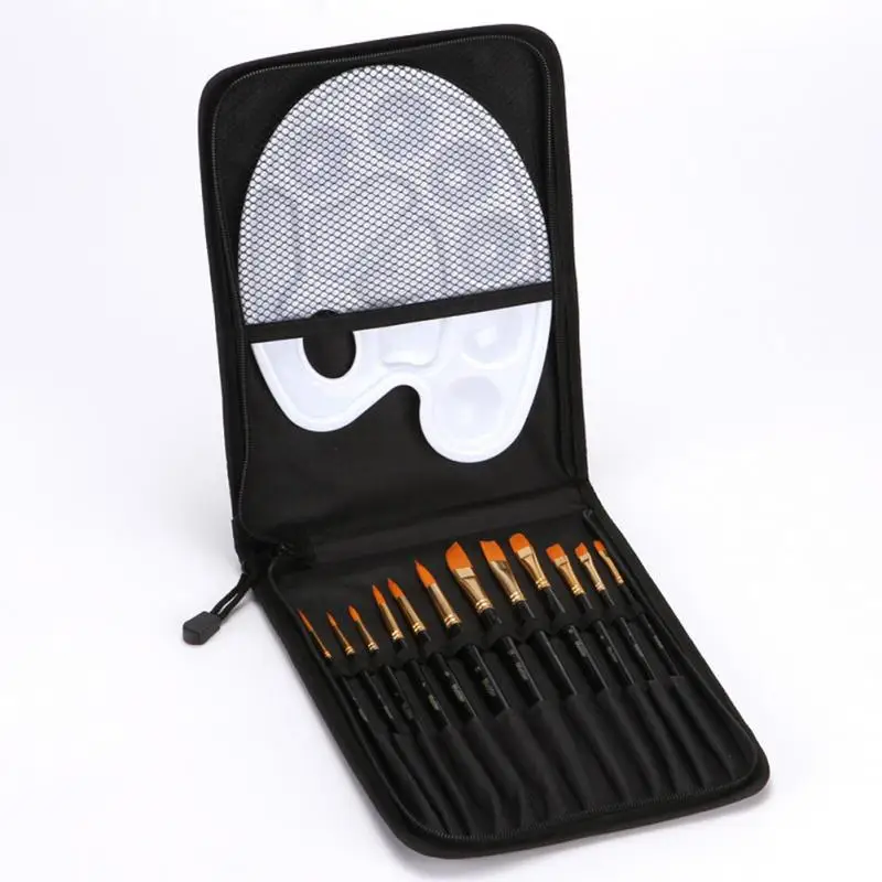 

12pcs/set Painting Brush Nylon Hair Accessories Excellent Watercolour Pen Oil Paintings with Case and Scraper