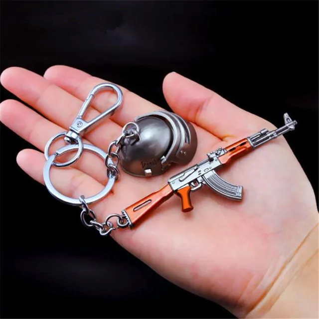 

Game PUBG Frying Helmet 98K AWM Playerunknown Battlefields COS Accessories Alloy Armor Model Key Chain Keychain Chicken Dinner