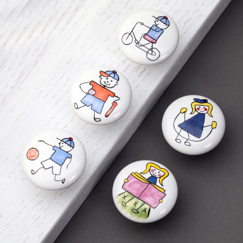 

DIA 38mm Cartoon Ceramic Door Knobs Drawer Pull Handle Cabinet Cupboard Wardrobe Porcelain knobs for Children kids room