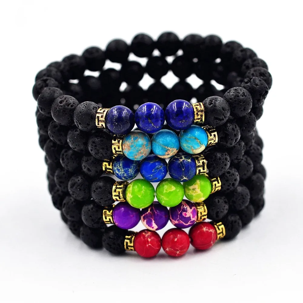 Free Shipping Men Lava Stone Strand bracelets unisex Stone Beaded