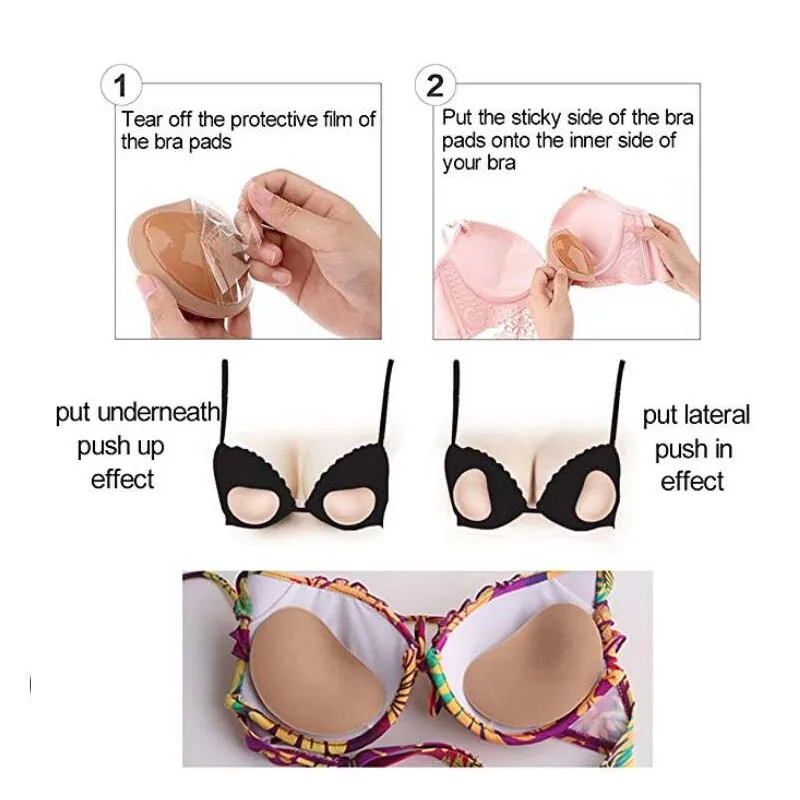 Self-adhesive Inserts Bra Pads 2 Pairs Inserts Push Up Pads