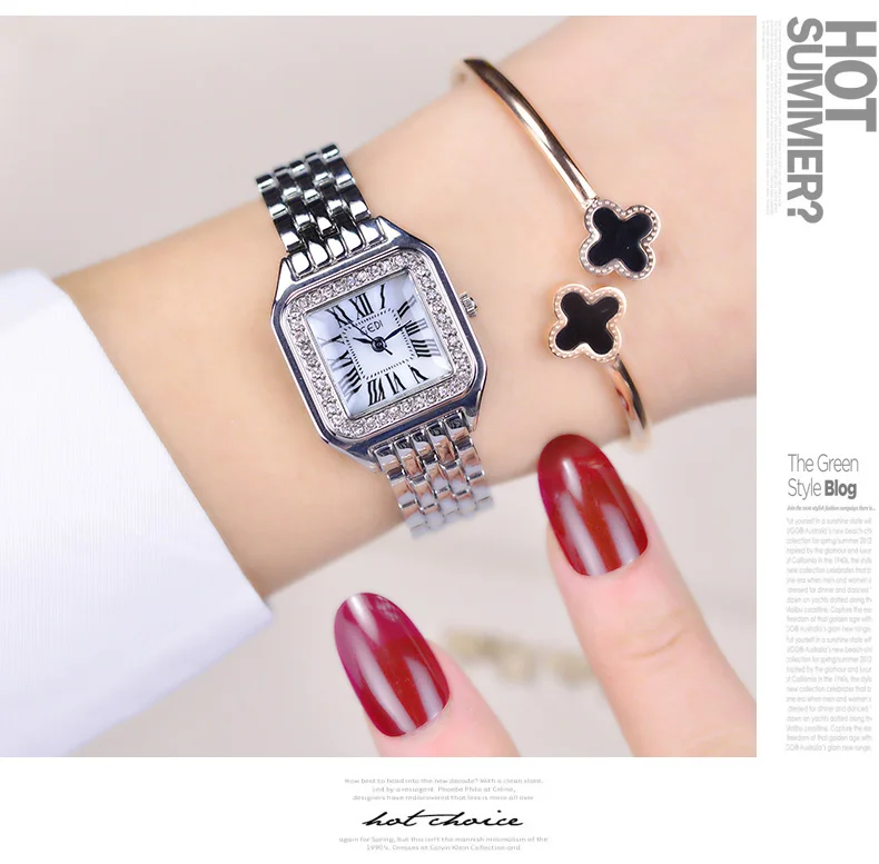 luxo aço inoxidável pulseira relógios senhoras vestido quartzo marca reloj mujer