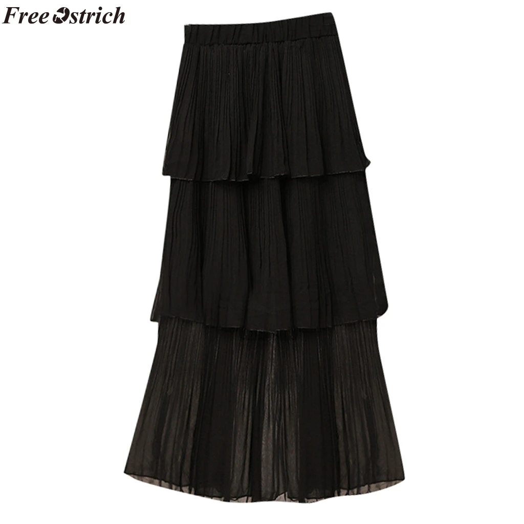 

FREE OSTRICH Skirts Womens Elastic Women's Summer Cake Skirt Gentle Pleated Tulle Lady Skirt faldas mujer moda 2019