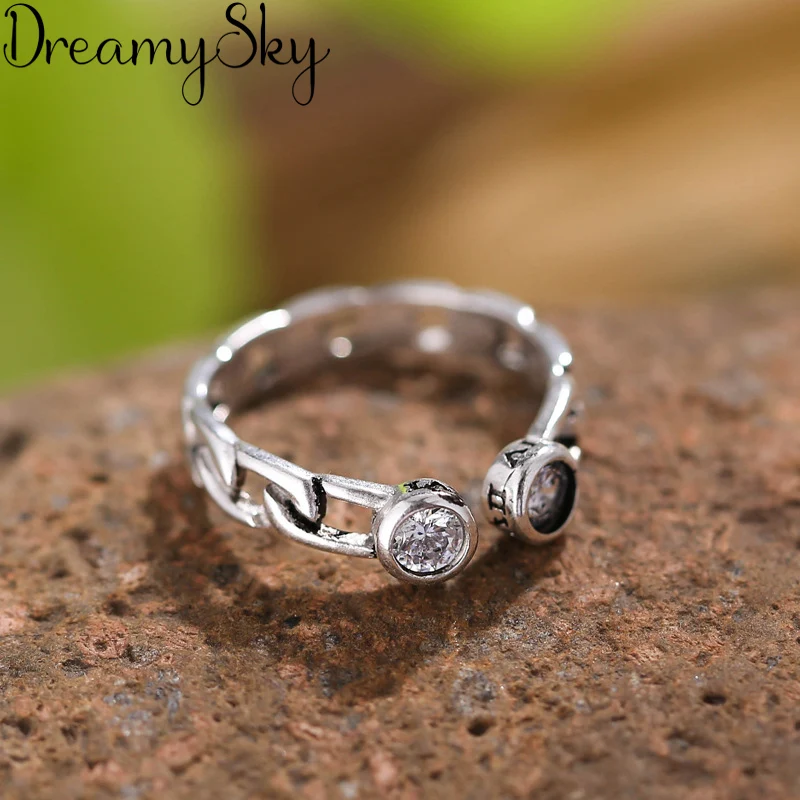 

Romantic Style Bohemian 925 Sterling Silver Crystal Rings For Women Girls Gift New Trendy Vintage Big Punk Ring Wholesale