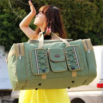 

Women Travel Bags Large Capacity Girl Luggage Travel Duffle Shoulder Bags Nylon Handbag Folding Bag For Trip Free Shipping Z243