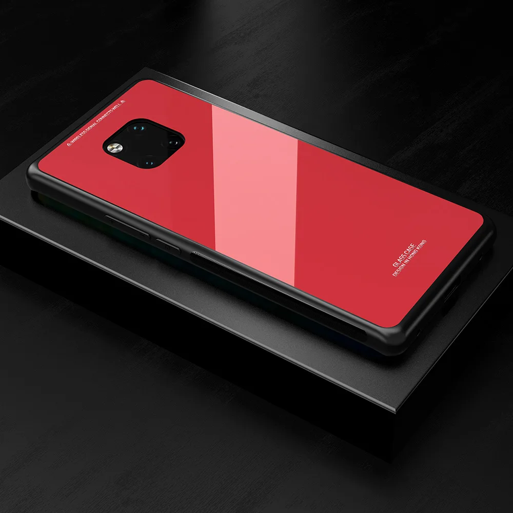 Красный KEYSION чехол из закаленного стекла для телефона для huawei mate 20 Pro стекло нескользящий черный чехол для huawei mate 20 чехол Funda аксессуары - Цвет: Красный