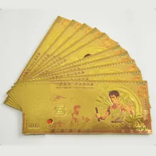 Großhandel Goldfolie Banknote Erstaunliche Bruce Lee 100 Phantasie Metall Farbige Banknote für Wert Sammlung