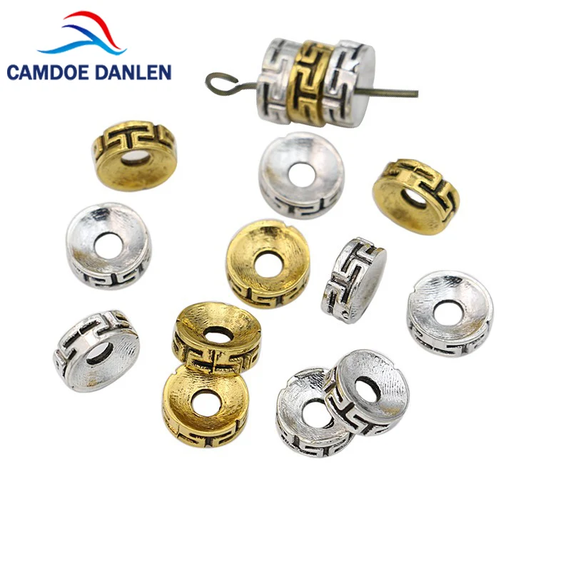CAMDOE DANLEN 40 шт. Античный Серебристый/золотистый цвет 8 мм Круглый свободный