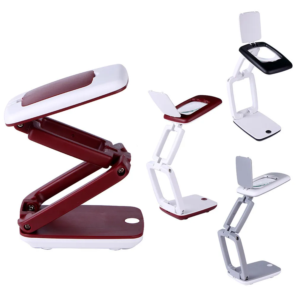 LED Light Compact Desk Lamp With 3X Magnifier High Definition Acrylic