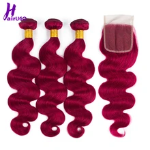 HairUGo Hair Human Hair Bundle With Closure BUG Color Malaysia Hair Weaves Bundles With Lace Closure