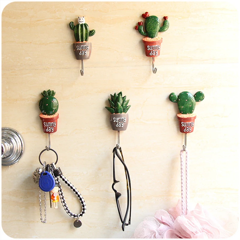 

Creative Plants Shape Hanging Hooks Strong Self Adhesive Hats Coat Hanger Storage Hook Key Holder Bathroom Kitchen Accessories