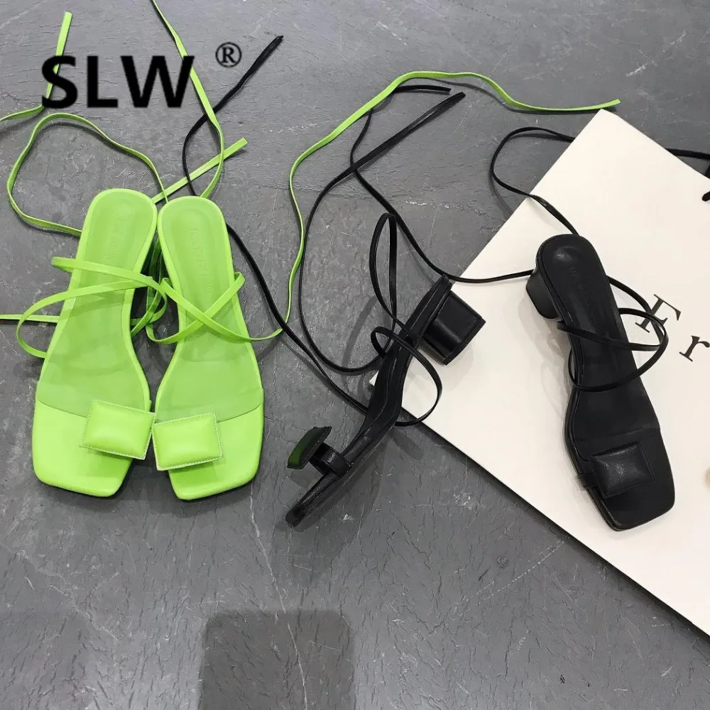 

Female Sandal Cross Cross-shoes Sandals Straps 2019 Women's Ladies Shoes Summer All-Match Square Toe Flip Flops Platform Med