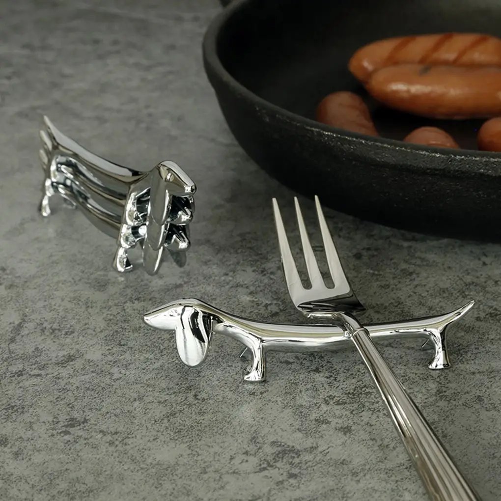 

2pcs Tableware Rest Chopsticks Holder Zinc Alloy Spoon Fork Stand Rack Cartoon for Kitchen Dining