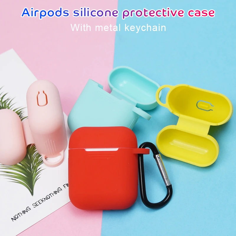 Силиконовые противоударные Чехлы для Airpods Bluetooth наушники чехол с крючками для Air Pods Чехлы для Apple гарнитура для Airpods чехлы