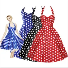 Summer Style Retro Audrey Hepburn font b Vestidos b font Woman Vintage Dress Big Swing Polka