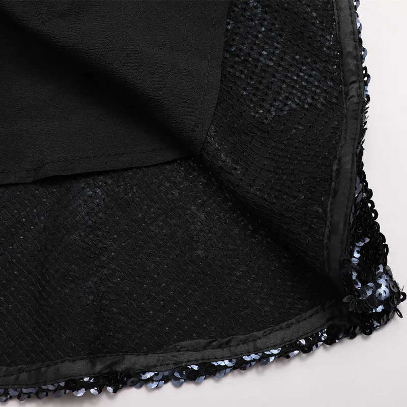 SIPAIYA элегантные женские юбки с пайетками до середины икры нерегулярные черные и синие блестки Полосатая юбка пакет бедра тонкий леди шаг Saia