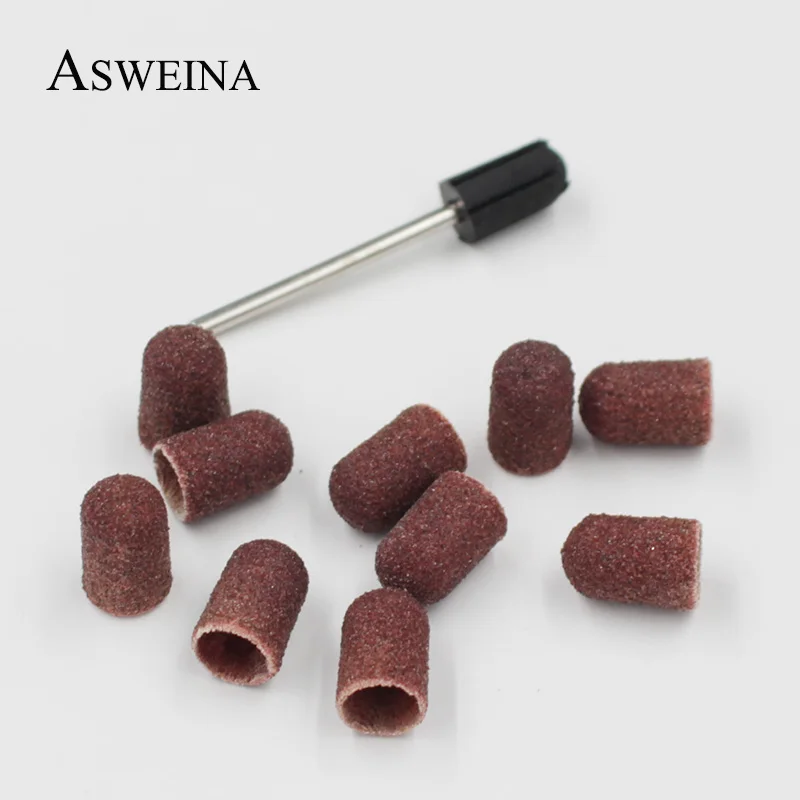 

ASWEINA 7*13mm 10pcs Electric Nail Drill Accessories Sanding Bands Block Caps Rubber Mandrel Grip Manicure Pedicure Tools