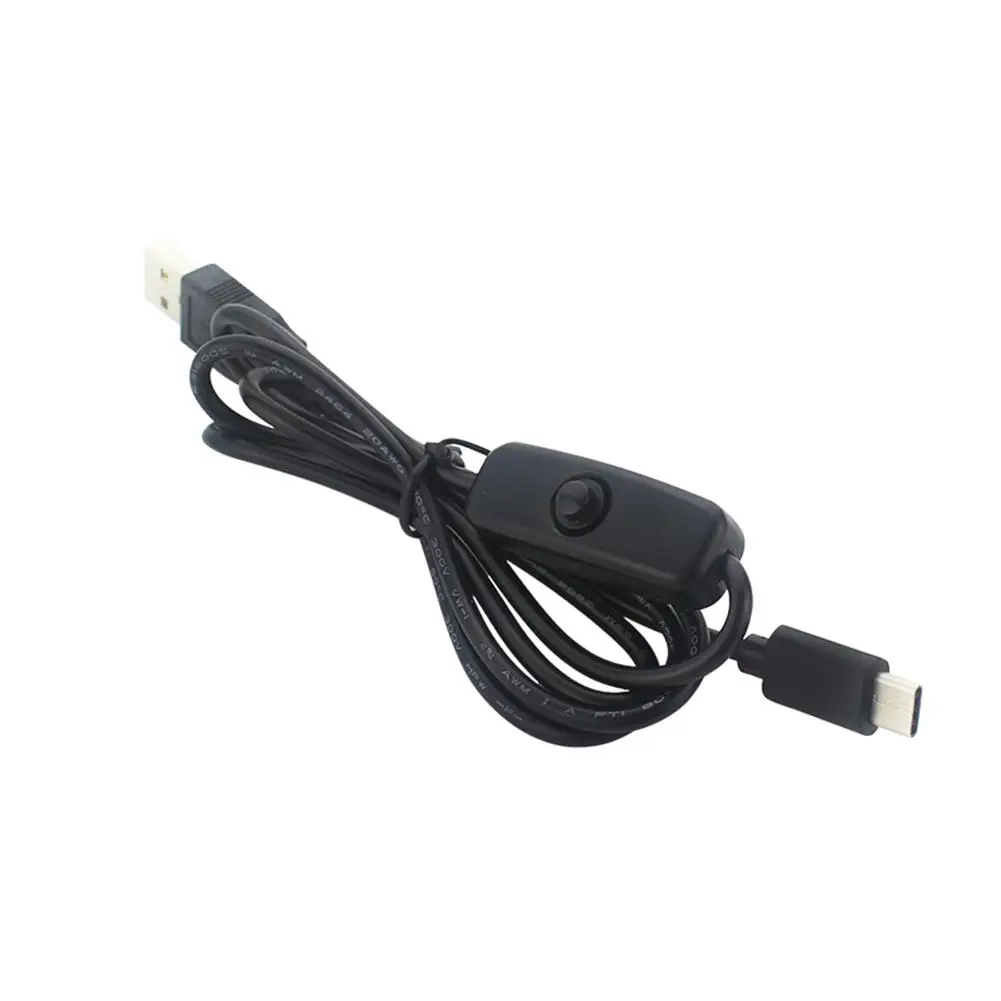 Power Adapter Cable 5V 3A USB to Type-C Power Supply Cord with ON Off Button for Raspberry Pi 4