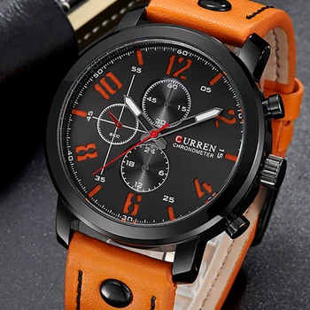 

CURREN Brand Military Men Sports Watches Meskie Quartz-watch Climbing Mens Wrist Watch Leather Strap Clock Male Watches