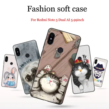 

2PCS For Xiaomi Redmi Note 5 Dual AI case Purecolor Cute Cartoon painted Soft shell Redmi Note5 Dual AI version back cover case