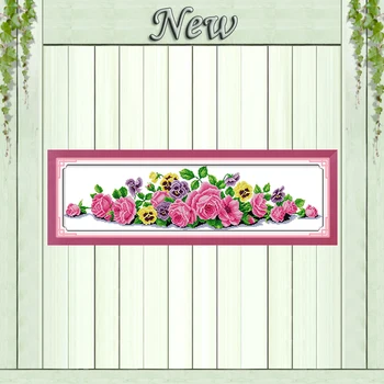 

The beauty flower pink rose Painting Counted Printed on canvas DMC 14CT 11CT chinese Cross Stitch Needlework Kits Embroidery Set