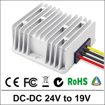 

Power Supply Converter DC/DC Step-down 24V to 19V 10A Waterproof Control Car Module Low Heat Auto Protection Size 74*74*32mm