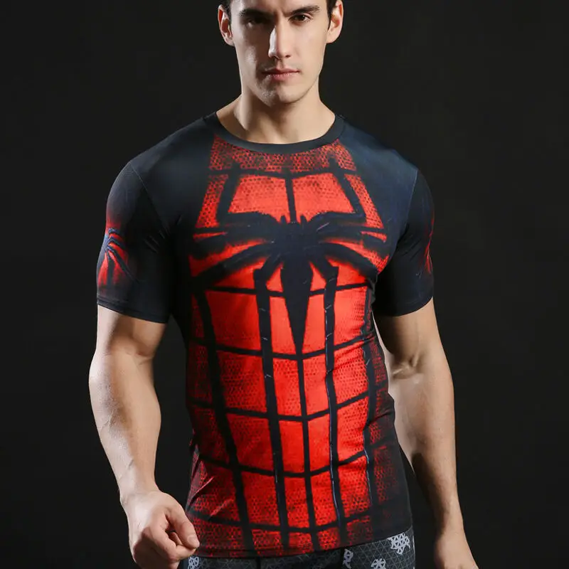 Футболка pour hommes Compression Haut gym super heros Мстители Marvel Muscle|Футболки| |