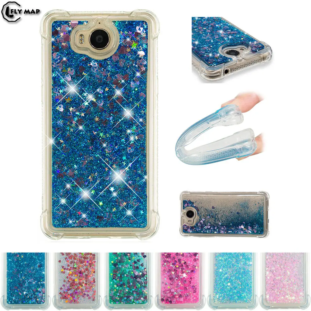 Glitter Stars Cover for Huawei Y5 2017 III MYA L22 Dynamic Liquid Quicksand Soft TPU Back Case Y 5 MYA-L22 |