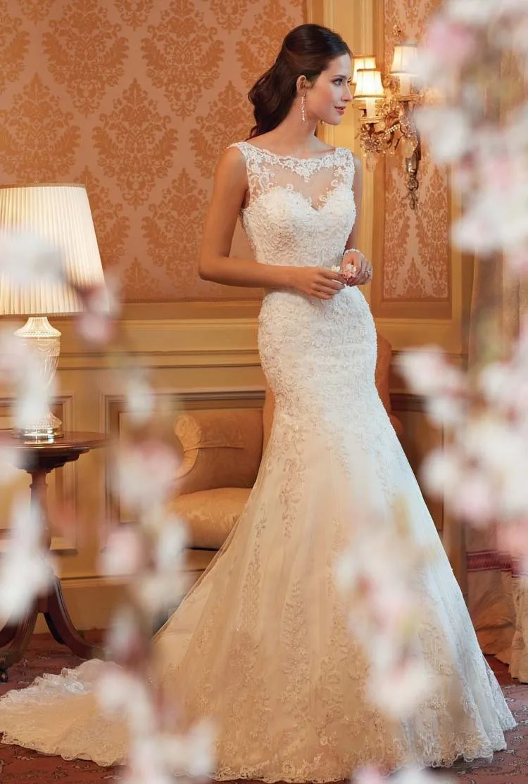 Cheap Lace Wedding Dress 2015 Mermaid Wedding Dres...