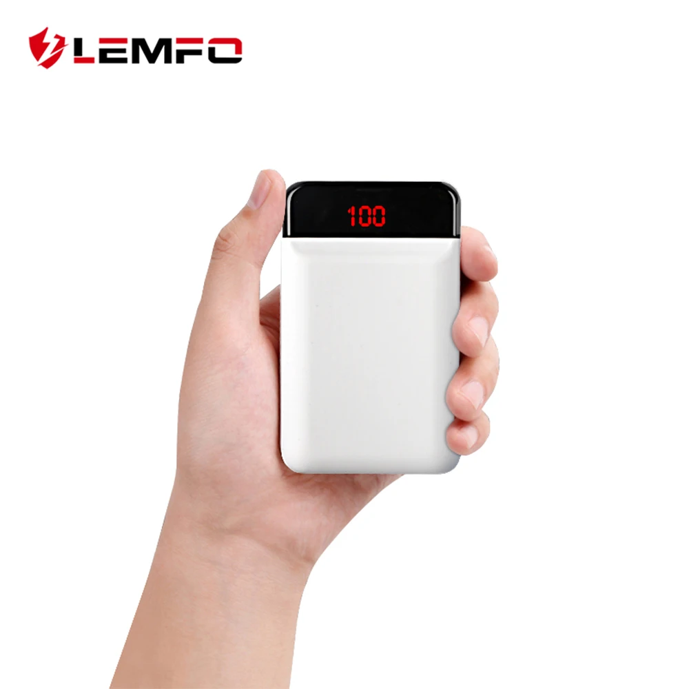

LEMFO LED Display Mini Power Bank 10000Mah For Iphone Xiaomi Powerbank 10000 Mah 2.1A Fast Charge Li-polymer External Battery