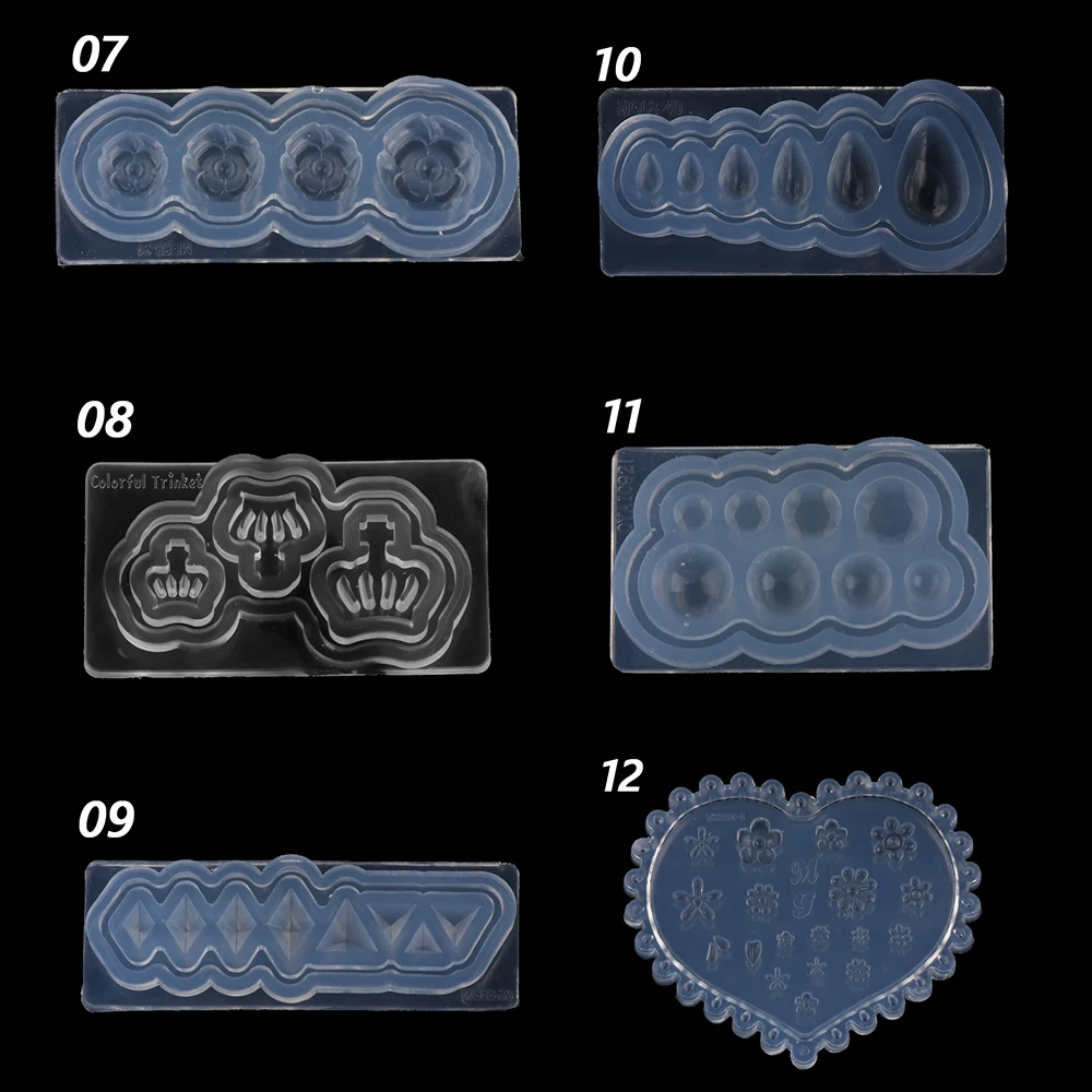 12 видов стилей 3D силиконовая форма для ногтей цветок/Сердце/звезда/оболочка/корона резьба DIY лак популярный инструмент акриловые наконечники для ногтей шаблон
