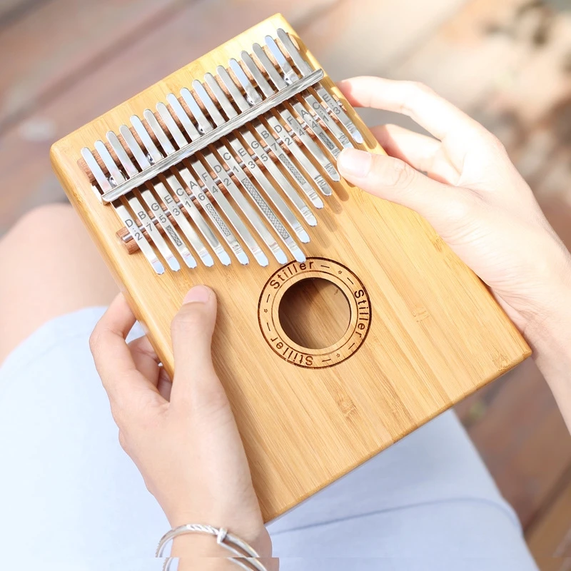 Kalimba Mbira «пианино для больших пальцев» Sanza 17 клавиш, твердый деревянный палец, пианино с сумкой для переноски, нотная тетрадь, музыкальные наклейки со шкалой