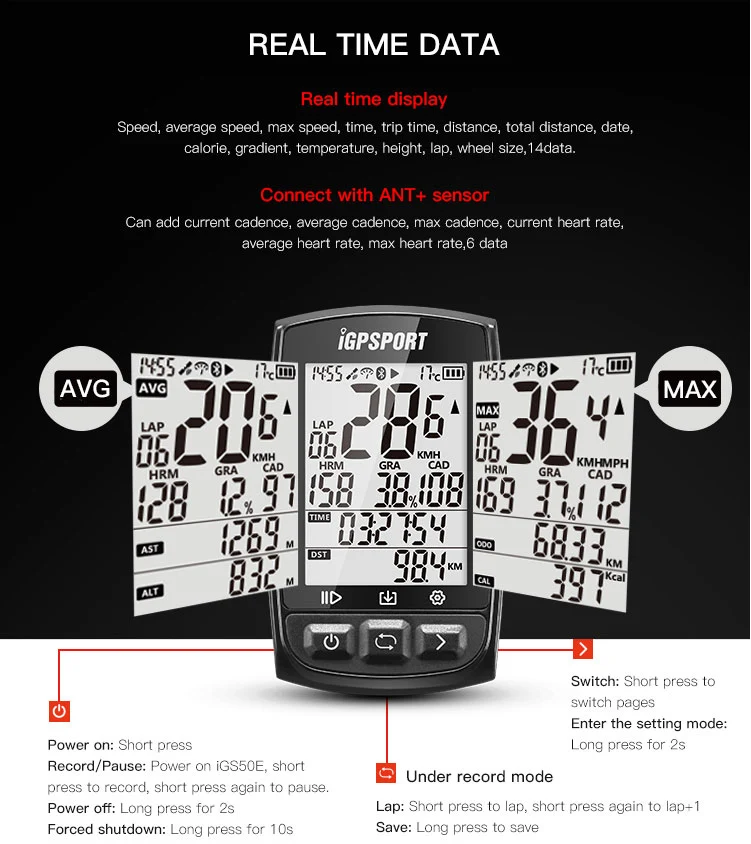 I gps порт iGS50E gps компьютер Велоспорт ANT+ велосипед беспроводной компьютер цифровой спидометр одометр подсветка IPX6 Водонепроницаемый компьютер