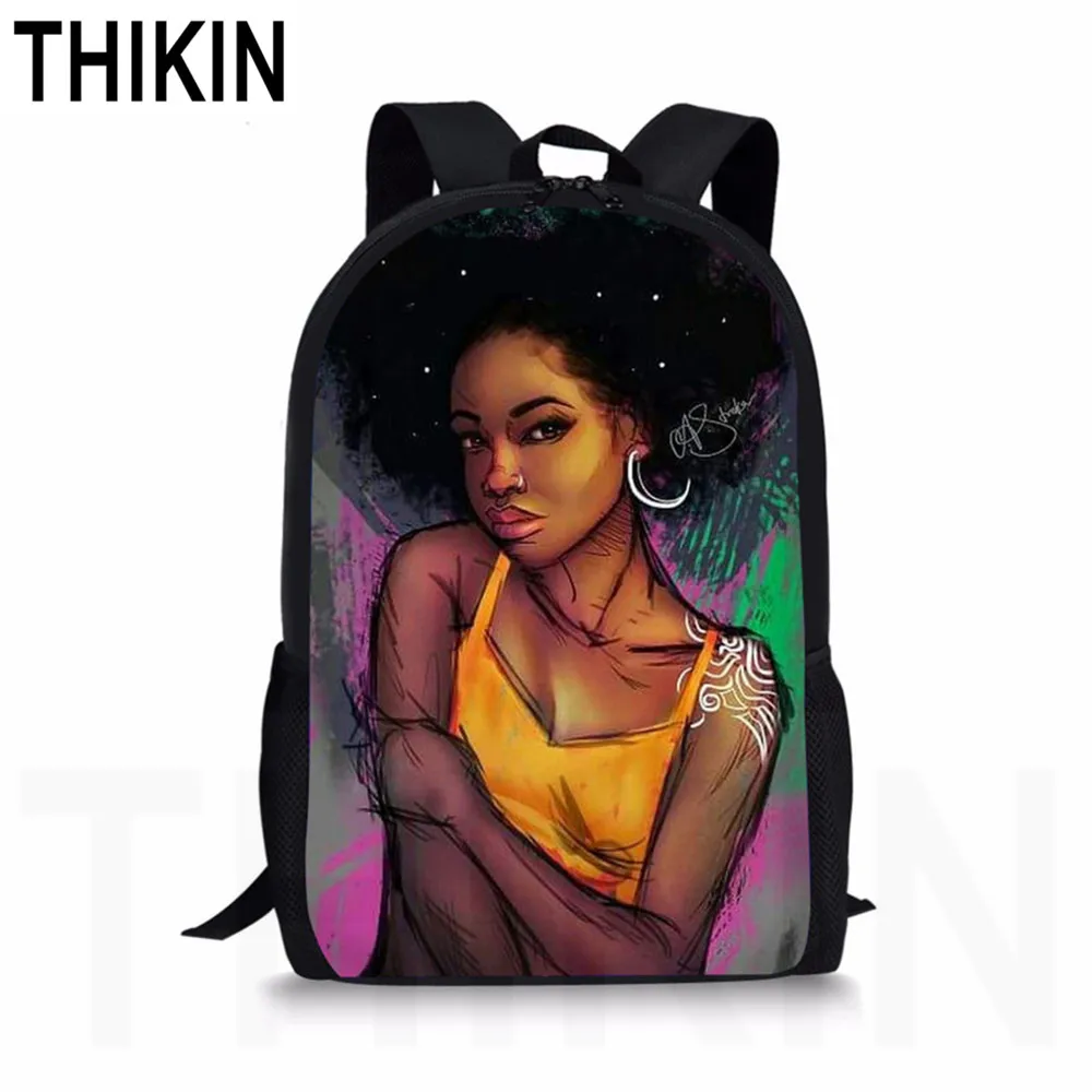 Тикин модные африканские черные девушки прическа Печать школьный рюкзак для девочек Книга Сумки Подростков школьный рюкзак на заказ ребенок Mochila - Цвет: As Picture
