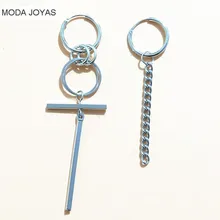 

1 Pair Punk Anti-allergic Pendant Stainless steel chain Stud Earring BTS Earrings Korean Jewelry Accessories For Men And Women