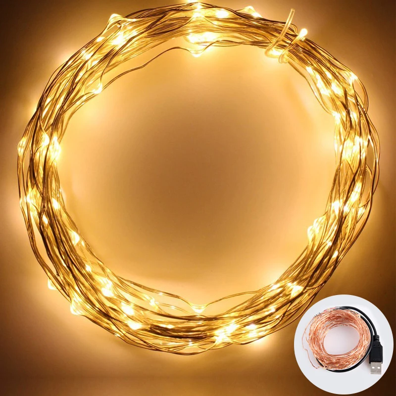 USB LED String Light 10M Waterproof Fairy Lights LED Copper Wire Outdoor Lighting Strings For ...
