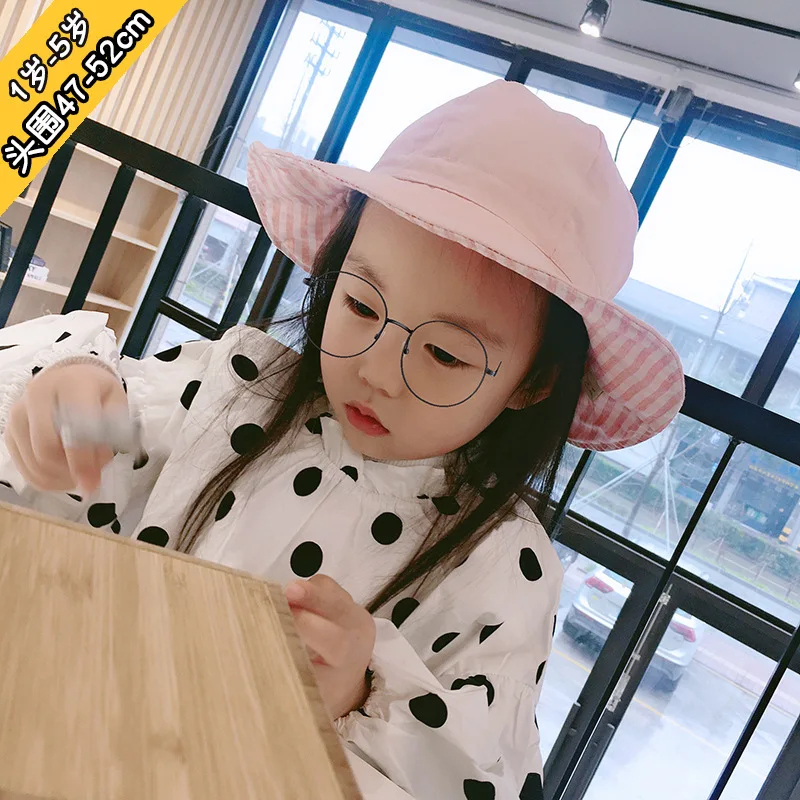 

2 to 4t Ins paragraphs with double children fisherman cap thin solid color baby big beach hat foldable eaves sunshade cap XA 235