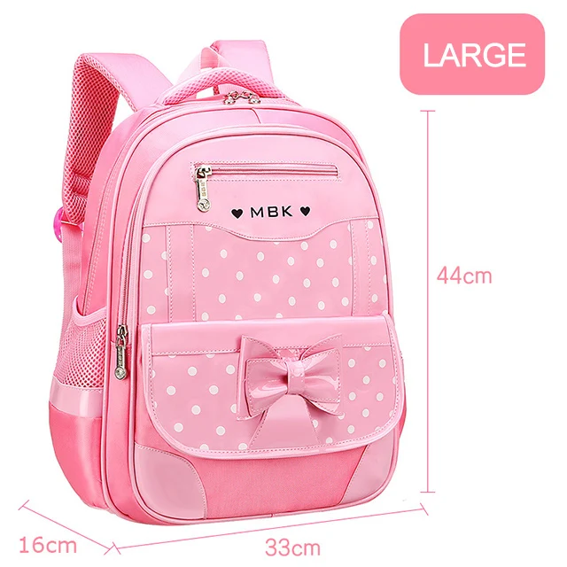 Детские школьные сумки, рюкзак для девочек, детские рюкзаки с принтом в горошек, набор, школьный рюкзак, водонепроницаемые Рюкзаки для начальной школы, Mochilas - Цвет: Pink-L