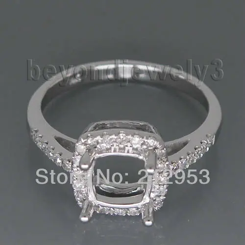 

Vintage Rings Cushion 6mm 14Kt White Gold Setting Wedding Ring SR333