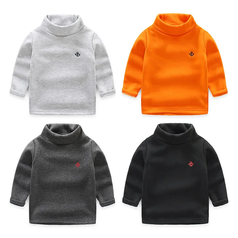 

2018 New candy color turtleneck sweater baby boys girls long sleeve soft cotton t shirts fashion kids casual outwear 17N1120