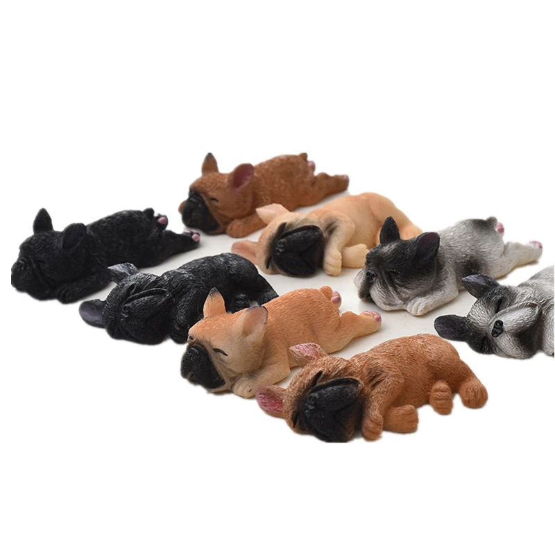 

Home Decor mini figurines 2'' Resin French Bulldog Figurine Cute Small Lying Dog Shiba Inu Miniatures for Refrigerator Fridge