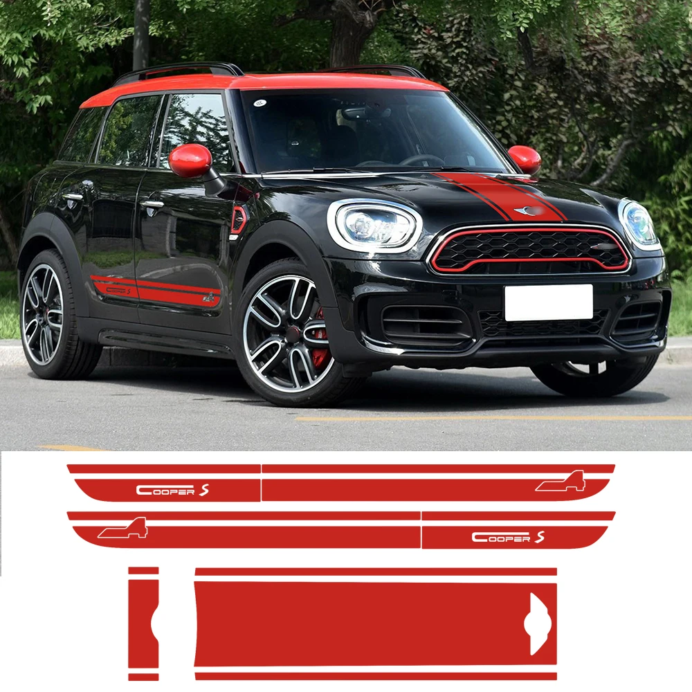 Car Styling Hood Trunk Bonnet Rear Door Side Stripe Sticker Graphic Decal For BMW Mini Cooper S Countryman F60 All4 2017-Present