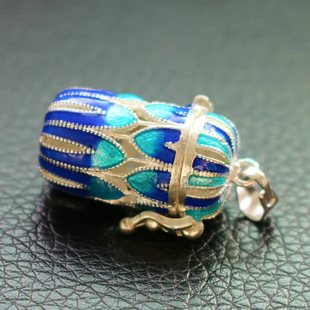 MagiDeal Essential Oil Diffuser Pendant Perfume Cage Locket Hollow Out Enamel Bottle for Necklace Keyring