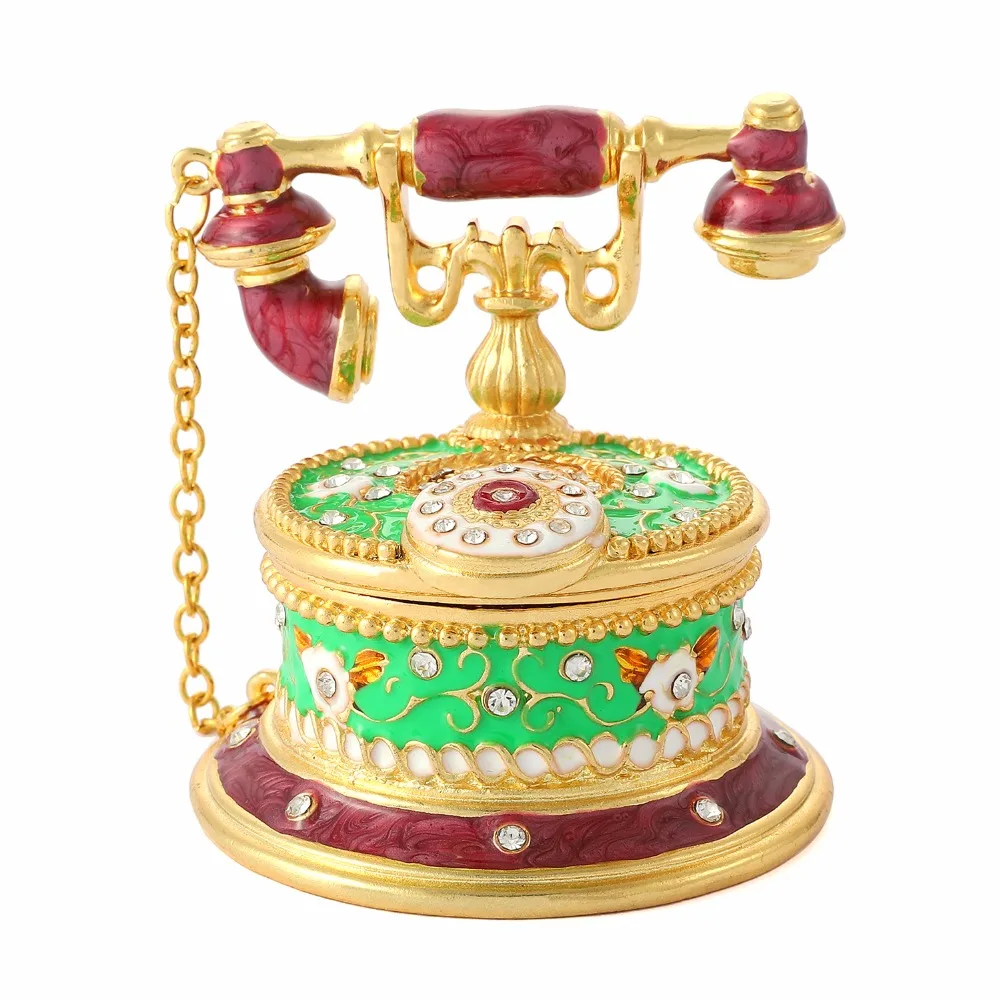 

FLETCHER brand metal material enamel Telephone with Diamonds craft and souvenir for home decor